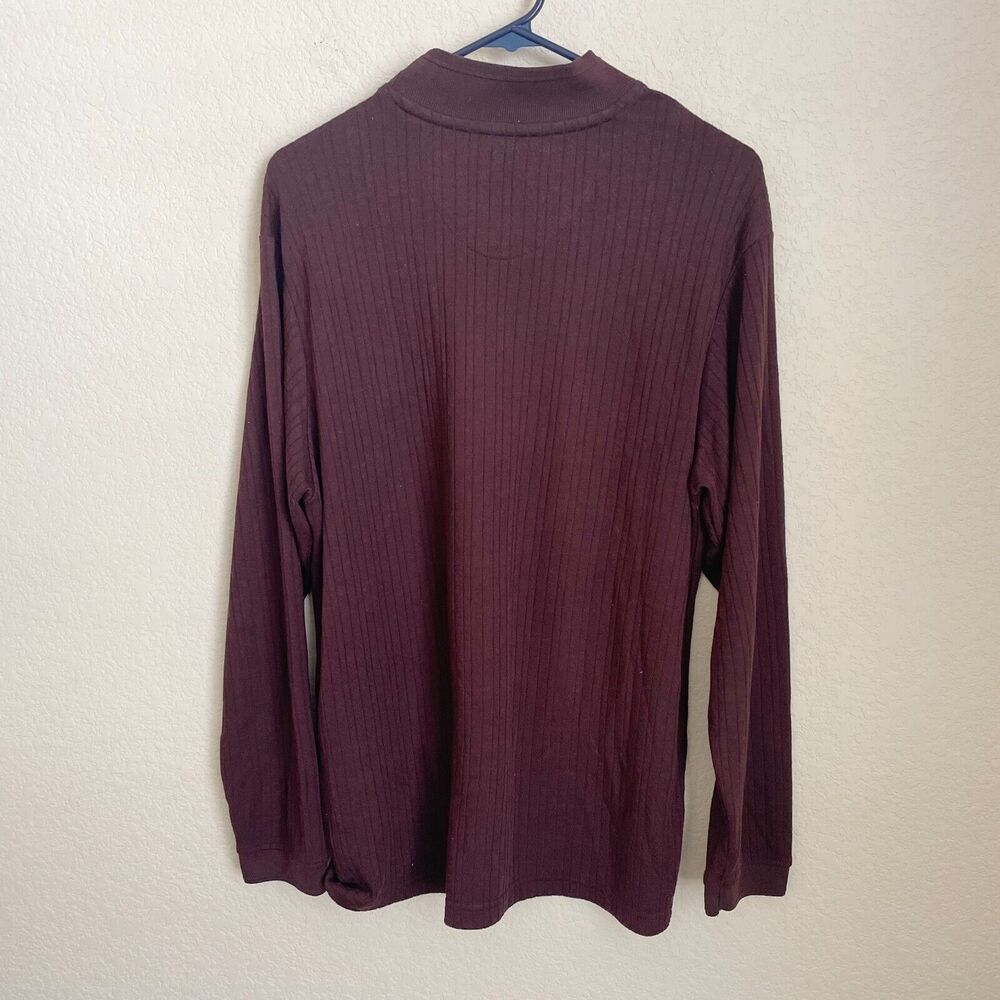 Perry Ellis Men’s Mock Neck Long Sleeve Knit Shirt Large Maroon - Picture 3 of 10